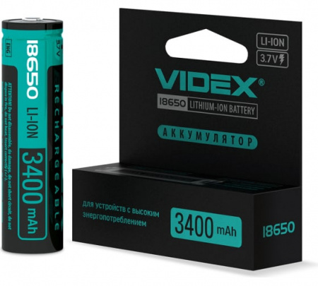 Аккумулятор Videx 18650 3400 mAh Li-ion (с защитой)