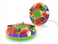 Санки-ватрушка с автокамерой Цветы, 120см (ТЯНИТОЛКАЙ).