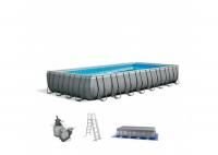 КАРКАСНЫЙ бассейн INTEX RECTANGULAR ULTRA FRAME POOL (975 Х 488 Х 132 СМ) + ПЕСОЧ. ФИЛЬТРУЮЩИЙ НАСОС + АКСЕССУАРЫ, 26374