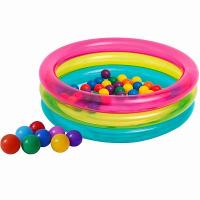 Игровой бассейн 86x86x25см "Радуга" с мячами (50шт), 1-3 лет, 48674 