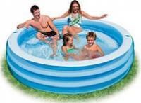 Надувной семейный бассейн С НАДУВНЫМ БОРТОМ INTEX, SWIM CENTER BLUE ROUND POOL (ОТ 6 ЛЕТ), 57481