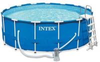 Каркасный бассейн Metal Frame 457х122см, Intex, фильтр-насос 3785л/ч, лестница, тент, подстилка, 28242