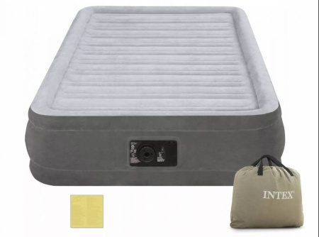 Односпальная надувная кровать 99х191х33см "Comfort-Plush" встр.нас. 220В, до 136кг, 67766