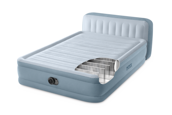  Надувная кровать 152х236х86см со спинкой, встр.нас. 220В, до 272кг, Intex 64450