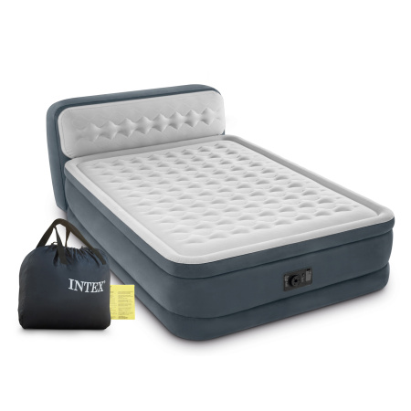 Двуспальная надувная кровать 152х236х86см "Ultra Plush Headboard" со спинкой, встр.нас. 220В, до 272кг, 64448