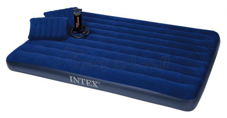 Двуспальный надувной матрас Intex 152х203х25см "Classic" с подушками и насосом, до 272кг, 64765